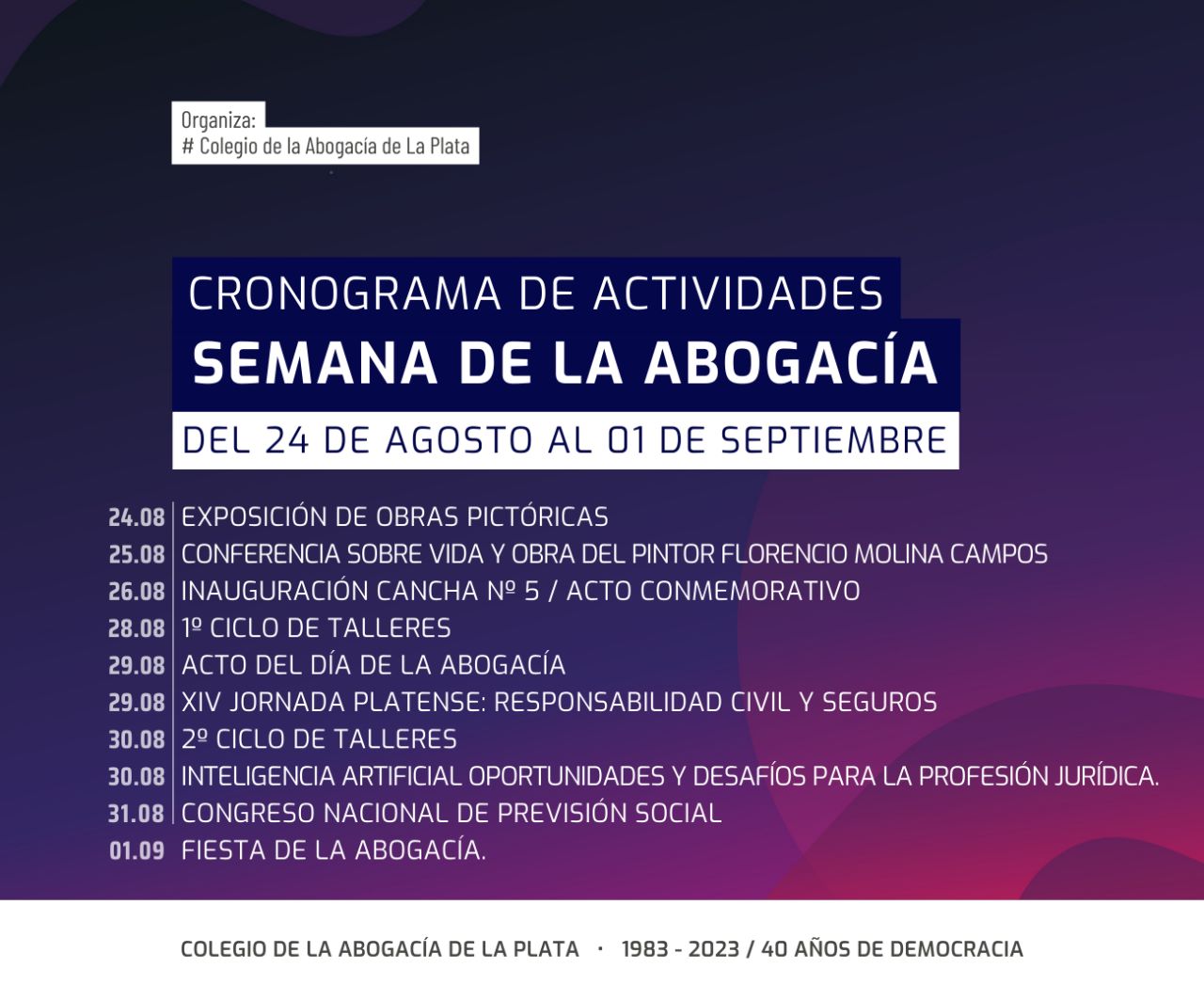Actividades por la Semana de la Abogacía en La Plata e Interior del Departamento Judicial